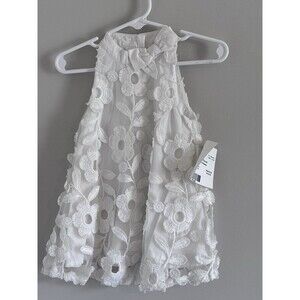 Janie And Jack white Floral Sleeveless Dress Girls Size 6-12 month